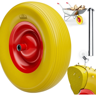 Ruota per carriola in gomma PU o con camera d'aria Antiforatura Include Asse Pneumatico di ricambio Schiuma PU