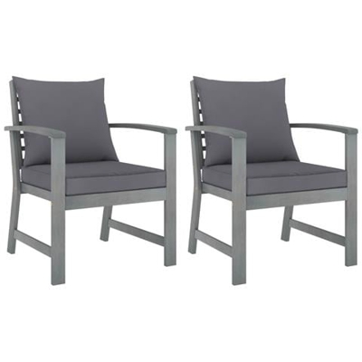 Sedie Da Giardino E Cuscini Grigio Scuro 2 Pz Massello Acacia