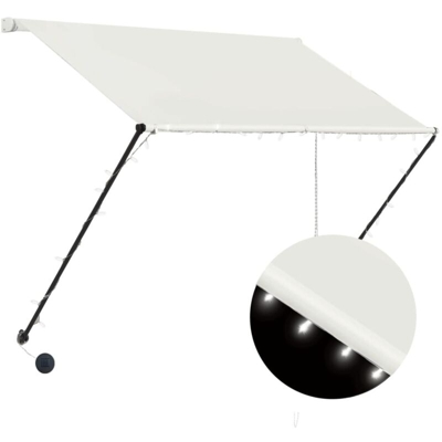 vidaXL Tenda da Sole Retrattile con LED 100x150 cm Crema - crema