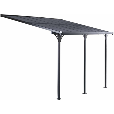 Gazebo Pergola a Parete Elliot - 18,8 m² 619x305x227/272 cm Alluminio e Policarbonato - Gardiun