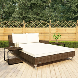 Lettino Prendisole per 2 Persone con Cuscini Polyrattan Marrone - Marrone - Vidaxl en oferta