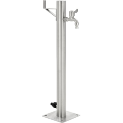 Fontanella a Colonna in Acciaio Inossidabile Rotonda 65 cm - Argento - Youthup en oferta