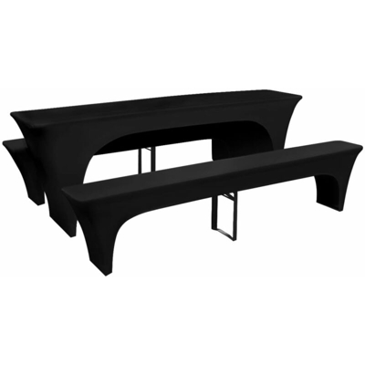 3 Fodere Elasticizzate Tavolo da Birra e panchine Nero 220x70x80cm - Nero