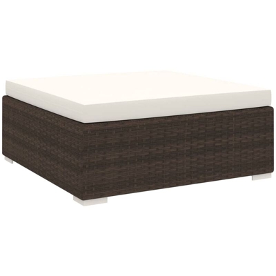 Poggiapiedi Modulare 1 pz con Cuscino in Polyrattan Marrone - Marrone - Vidaxl
