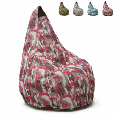 Ahd Amazing Home Design - Pouf Poltrona Puff Sacco a Pera per Esterni Impermeabile Mimetico Summer Camouflage | Colore: Pinky