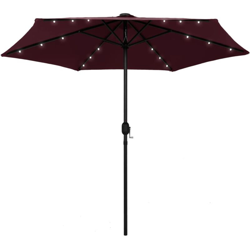 Ombrellone con Luci a LED e Palo Alluminio 270 cm Rosso Bordò - Rosso - Vidaxl precio