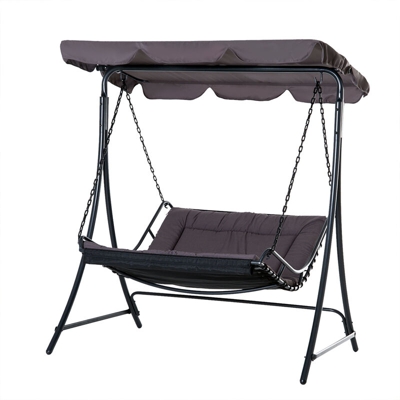 Dondolo 2 Posti da Esterno Giardino Balcone con Tettuccio Nero - Outsunny