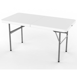 Tavolo Trasportabile, Tavolo Portatile Pieghevole, 124 x 61 cm, Bianco, Pieghevole a metà, Materiale: HDPE características