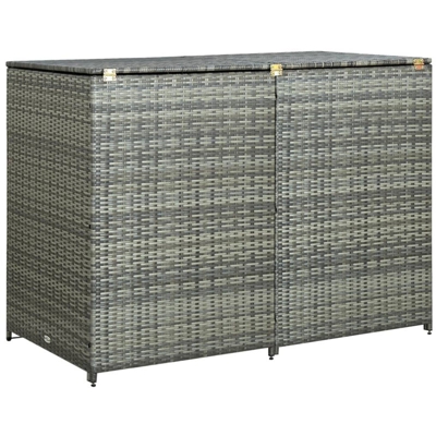 Copribidone Rifiuti Doppio in Polyrattan Antracite 148x77x111cm