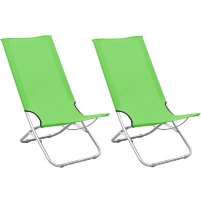 Sedie da Spiaggia Pieghevoli 2 pz Verdi in Tessuto - Verde - Vidaxl