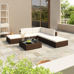 YOUTHUP Set Divani da Giardino 6 pz con Cuscini in Polyrattan Marrone - Marrone precio