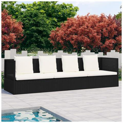 Lettino Prendisole Con Cuscini In Polyrattan Nero en oferta