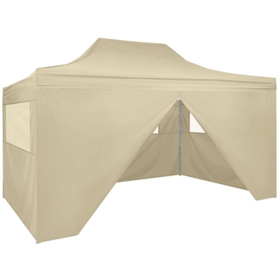 Tenda Pieghevole Pop-Up 4 Pareti Laterali 3x4,5 m Bianco Crema - crema - Youthup