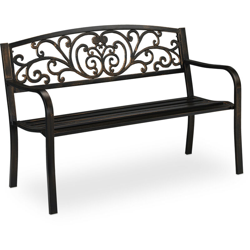 Relaxdays - Panca da Giardino per 2 Persone, Stile Antico, Balcone, Arredamento da Esterno, 81x127x56 cm, Nero-Bronzo en oferta