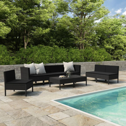 YOUTHUP Set Divani da Giardino 9 pz con Cuscini in Polyrattan Nero - Nero en oferta
