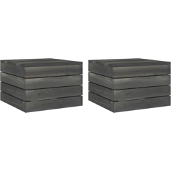 Tavoli da Giardino in Pallet 2 pz in Pino Massello Grigio Scuro - Grigio - Vidaxl precio