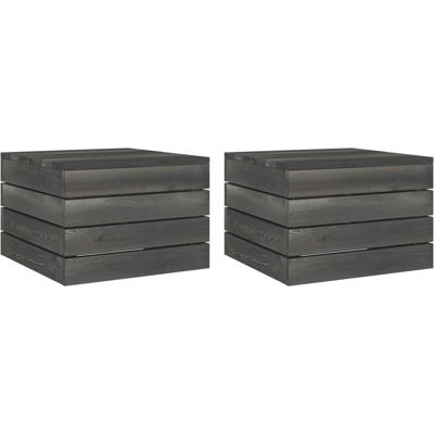 Tavoli da Giardino in Pallet 2 pz in Pino Massello Grigio Scuro - Grigio - Vidaxl