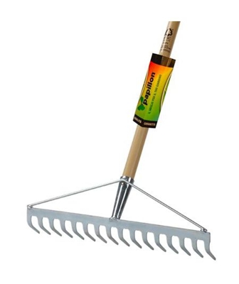 RASTRELLO ZINCATO 16 DENTI 440 mm con MANICO da 145 cm PAPILLON Made in Italy