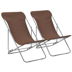 Sedie da Spiaggia Pieghevoli 2pz Acciaio Tessuto Oxford Marrone - Marrone - Vidaxl en oferta