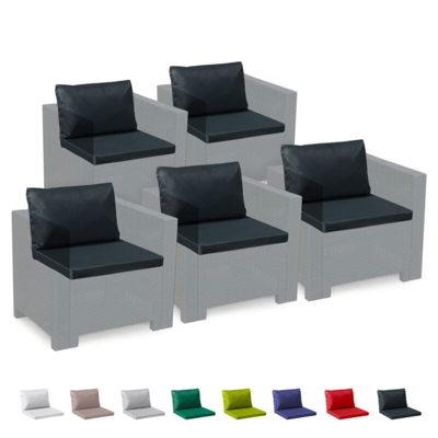 Cuscini ricambio salotto rattan impermeabili Bica Grand Soleil set 5 posti | Nero
