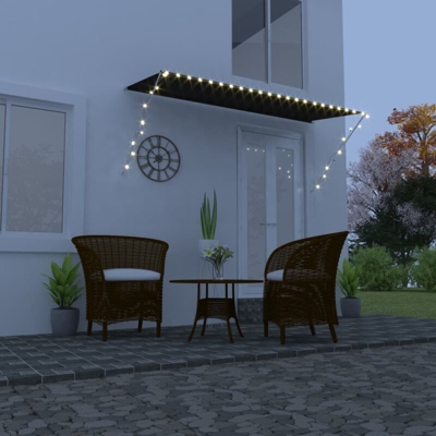 Tenda da Sole Retrattile con LED 300x150 cm Antracite - Grigio - Vidaxl