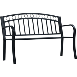 Panchina da Giardino 125 cm Nera in Acciaio - Nero - Youthup precio