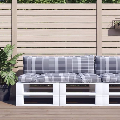 vidaXL Cuscini per Divano Pallet 2 pz Grigio Motivo a Quadri - Multicolore