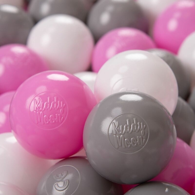 KiddyMoon 100 ? 6CM Palline Morbide Colorate Per Piscina Bambini Fatto In EU, Grigio/Bianco/Rosa - grigio/bianco/rosa