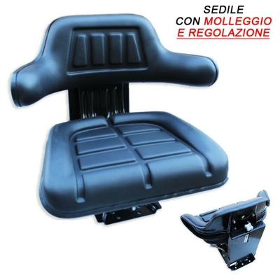 Sedile universale per trattore gommato base inclinabile molleggiato con manici fissi