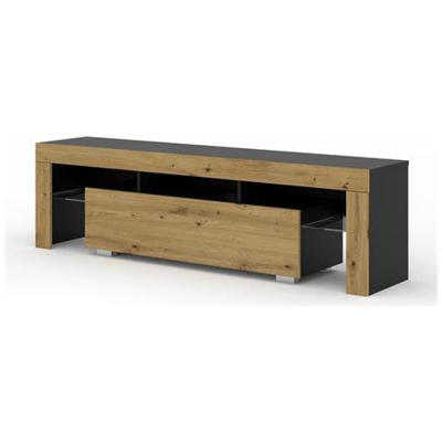 Mobiletto Tv Emu 162 Cm Con Ripiani (nero Opaco / Rovere Artisan Senza Led)