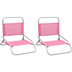 Sedie da Spiaggia Pieghevoli 2 pz Rosa in Tessuto - Rosa - Vidaxl precio