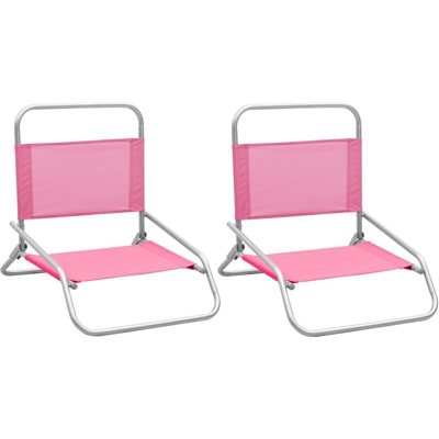 Sedie da Spiaggia Pieghevoli 2 pz Rosa in Tessuto - Rosa - Vidaxl