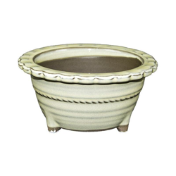 Vaso per bonsai Giapponese Morrisan rotondo in gres smaltato bianco 12,5x12,5x6 cm - B04-14a en oferta