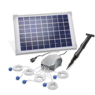 Aeratore solare per stagno 10W. Pompa di aerazione da 120l/h a 5 uscite per stagno da giardino esotec 101887