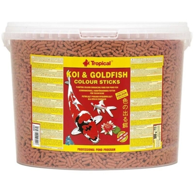 Pond Koi & Goldfish Colour Sticks Secchiello 11 Litri /900gr - Mangime di base in stick galleggianti, intesifica i colori dei pesci da laghetto