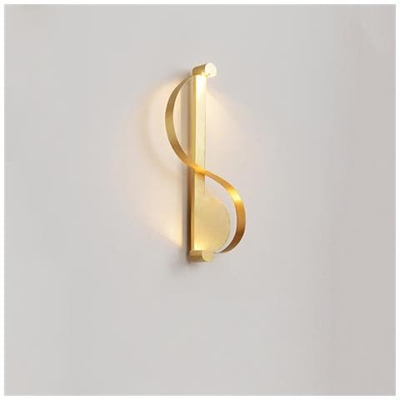 Lampada Da Parete Nota Musicale, Lampada Da Comodino Camera Da Letto Semplice, Lampada Da Parete In Rame A Forma Di S, Corpo Lampada Led In Rame Bicolore Con Sorgente Luminosa