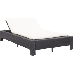 Lettino Prendisole a 2 Posti con Cuscino in Polyrattan Nero Modello 1 - Nero - Vidaxl en oferta
