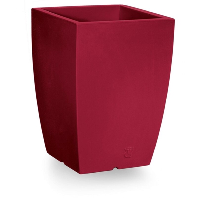 Vaso quadrato in resina 'Genesis' h. 40 cm. Rosso Oriente
