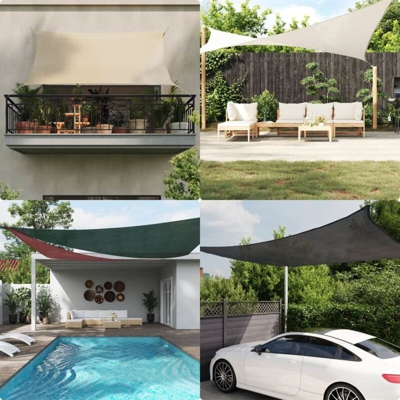 vidaXL Vela Parasole 160 g/m² Nera 4x7 m in HDPE - Nero
