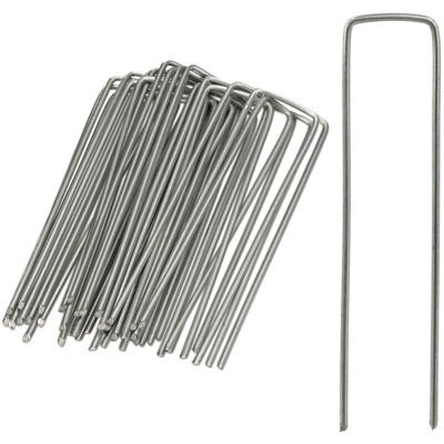 Picchetti per il Terreno, Set da 25, Antiruggine, Punte Smussate, Telo Antiradice, L:15 cm, Argento