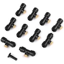 10PCS Ugelli di nebulizzazione con tee e spina Kit ugelli di nebulizzazione da 1/4 di pollice Ugelli Mister in ottone per sistema di raffreddamento a características