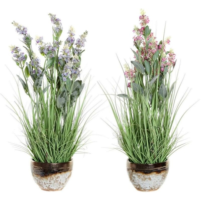 Pianta Decorativa DKD Home Decor Poliestere Porțelan (2 pcs)