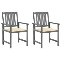 vidaXL Sedie da Regista con Cuscini 2 pz in Massello di Acacia Grigio - Grigio en oferta