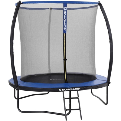 Trampolino, Tappeto Elastico da 244cm per Giardino con Scaletta, Rete di Sicurezza, Pali ad Arco Ricoperti, Test di Sicurezza TÜV Rheinland; Nero e