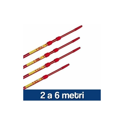 MANICO TELESCOPICO ASTA TELESCOPICA ALLUMINIO ATTACCO CONICO 31750V 2 a 6 metri (31752) - Mass