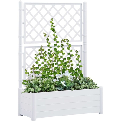 Fioriera da Giardino con Graticcio 100x43x142 cm PP Bianco - Bianco - Youthup