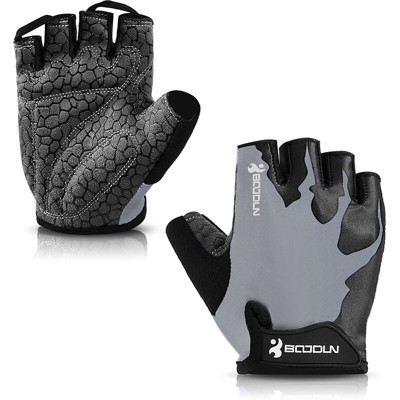 Boodun - Guanti sportivi Antiscivolo Guanti mezze dita da ciclismo Guanti imbottiti ammortizzanti per sollevamento pesi Guanti MTB traspiranti
