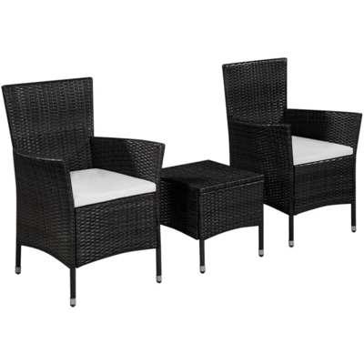 Set da Bistrot 3 pz in Polyrattan Nero - Nero - Vidaxl