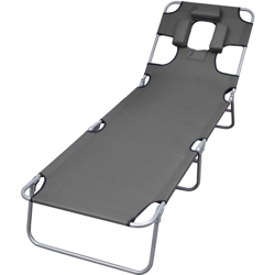 Lettino Pieghevole con Cuscino e Schienale Regolabile Grigio - Grigio - Vidaxl precio