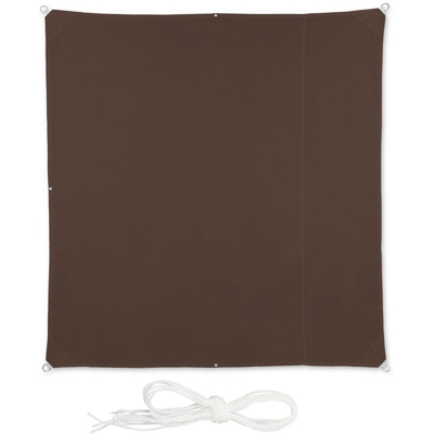 Relaxdays - Tenda a Vela Quadrata, Idrorepellente, Anti UV, con Corde di Supporto, Terrazza, Giardino, LxP: 2x2 m, Marrone
